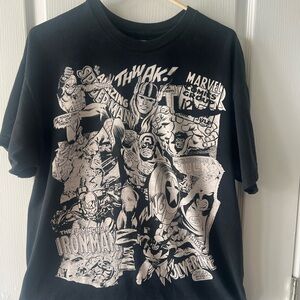 Marvel Black and White Comic Print T-Shirt